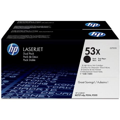 Toner HP Q7553XD (53X), kettős csomagolás, fekete (black), eredeti