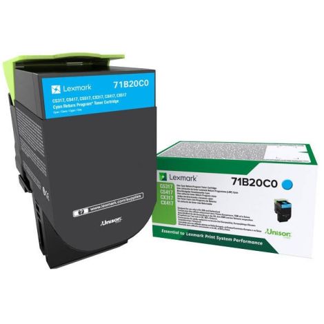 Toner Lexmark 71B20C0 (CS317, CS417, CS517), azúr (cyan), eredeti