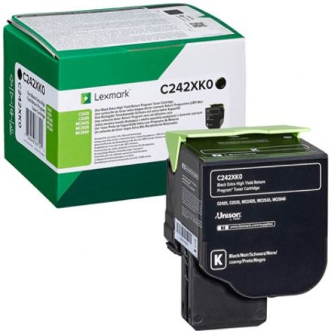 Toner Lexmark C242XK0 (MC2640, C2535, C2425, MC2425, MC2535), fekete (black), eredeti