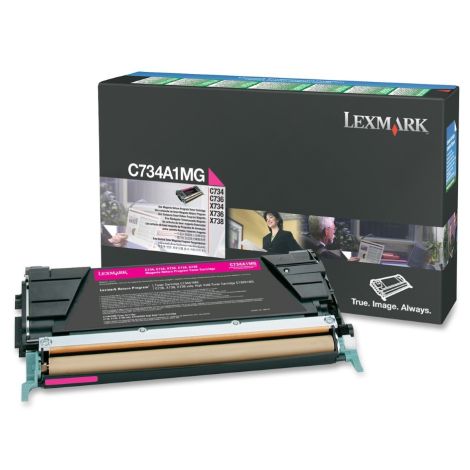 Toner Lexmark C734A1MG (C734, C736, X734, X736, X738), bíborvörös (magenta), eredeti